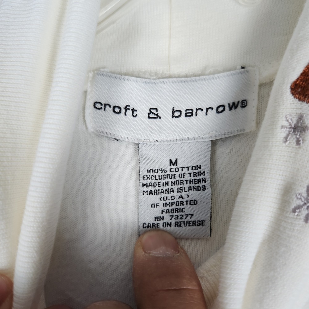 Croft & Barrow Top Womens M White Snowman Embroidered Festive Holiday Turtleneck - Picture 3 of 8